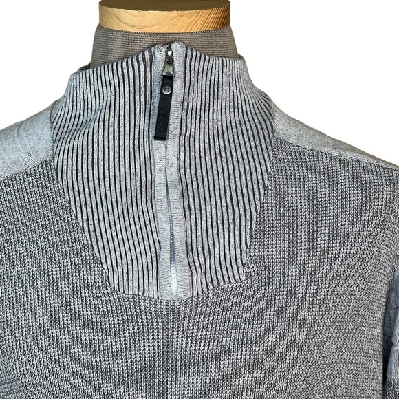 Dark Black Men’s Gray 1/4 Zip Cotton Blend Sweater Size Large EUC - Picture 4 of 12